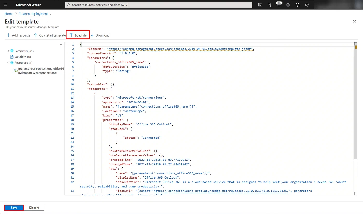 Screenshot related to Import the Logic App from GitHub