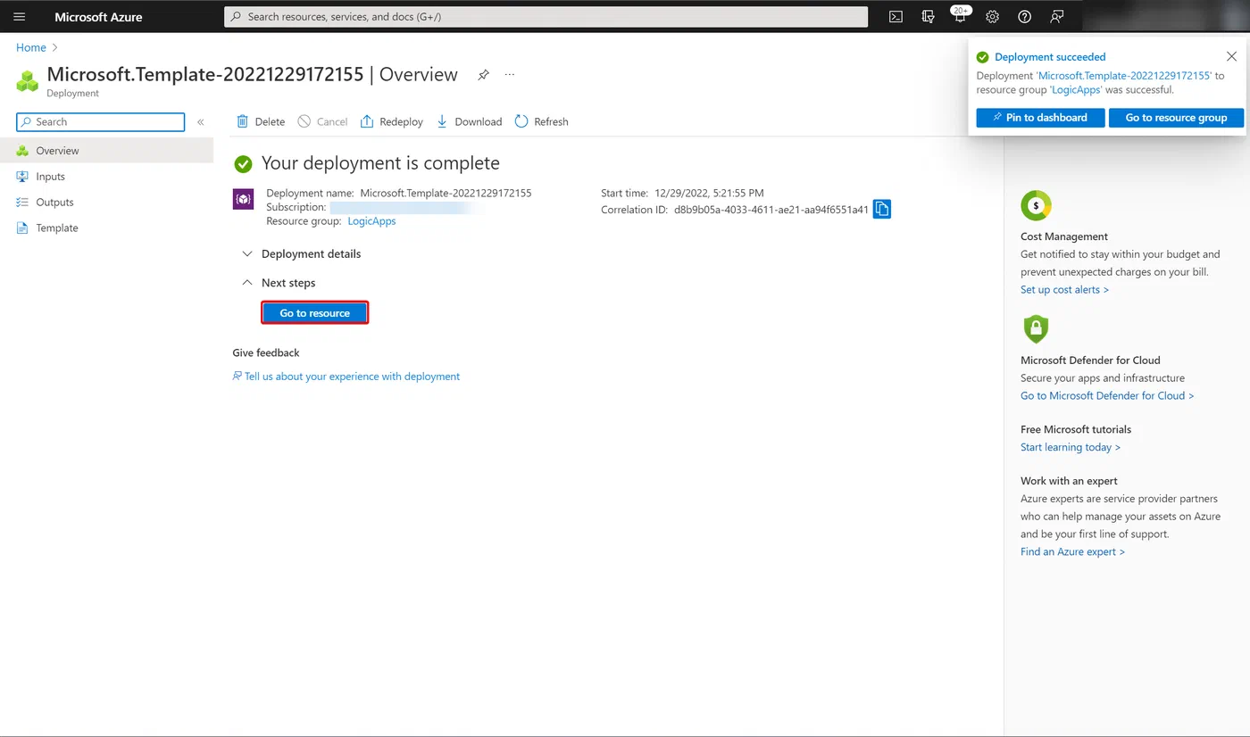 Screenshot related to Import the Logic App from GitHub