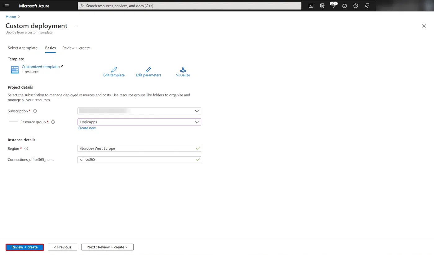 Screenshot related to Import the Logic App from GitHub