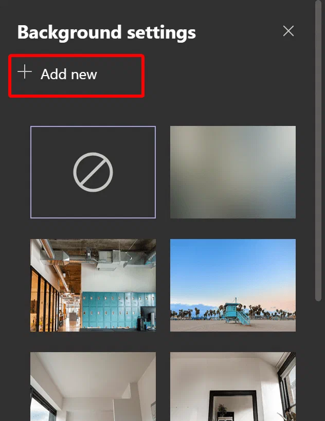 Microsoft Teams meeting controls with the option to upload a background image