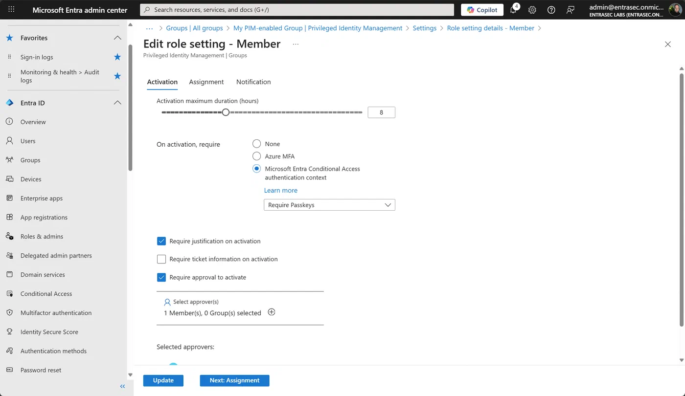 Screenshot 1 from Managing PIM-enabled groups with Entra ID Governance Access Packages just got better!