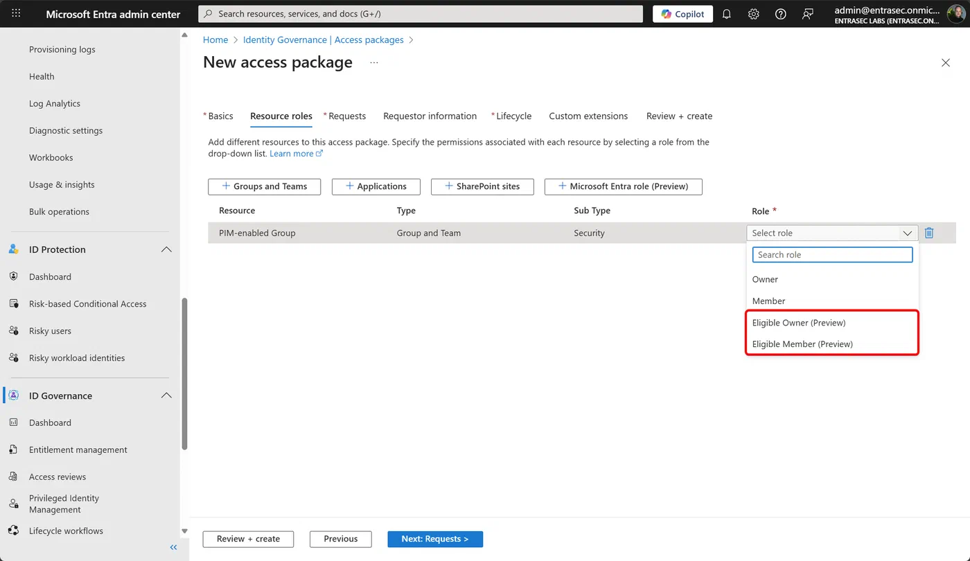 Screenshot 4 from Managing PIM-enabled groups with Entra ID Governance Access Packages just got better!