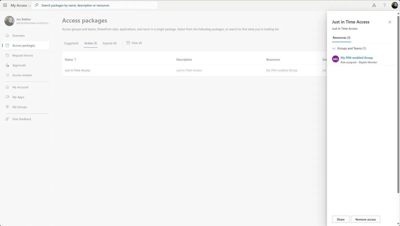 Screenshot 6 from Managing PIM-enabled groups with Entra ID Governance Access Packages just got better!