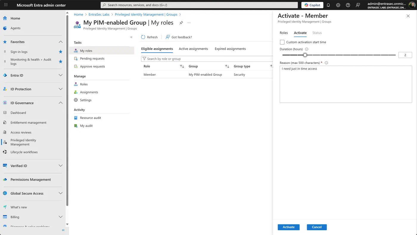 Screenshot 7 from Managing PIM-enabled groups with Entra ID Governance Access Packages just got better!