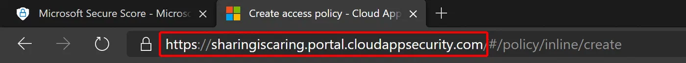 Microsoft Cloud App Security portal landing page and URL