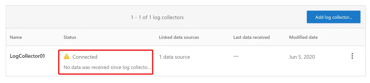 Cloud App Security Log Collector status showing Connected
