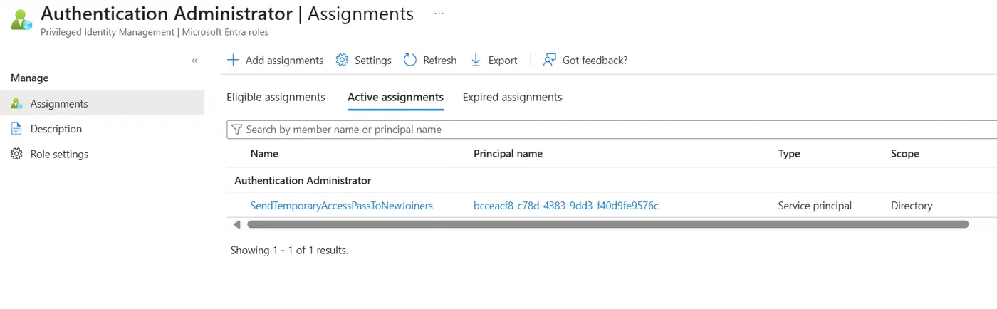 Screenshot 5 from Poor man’s IGA: Generate Temporary Access Pass for joiners
