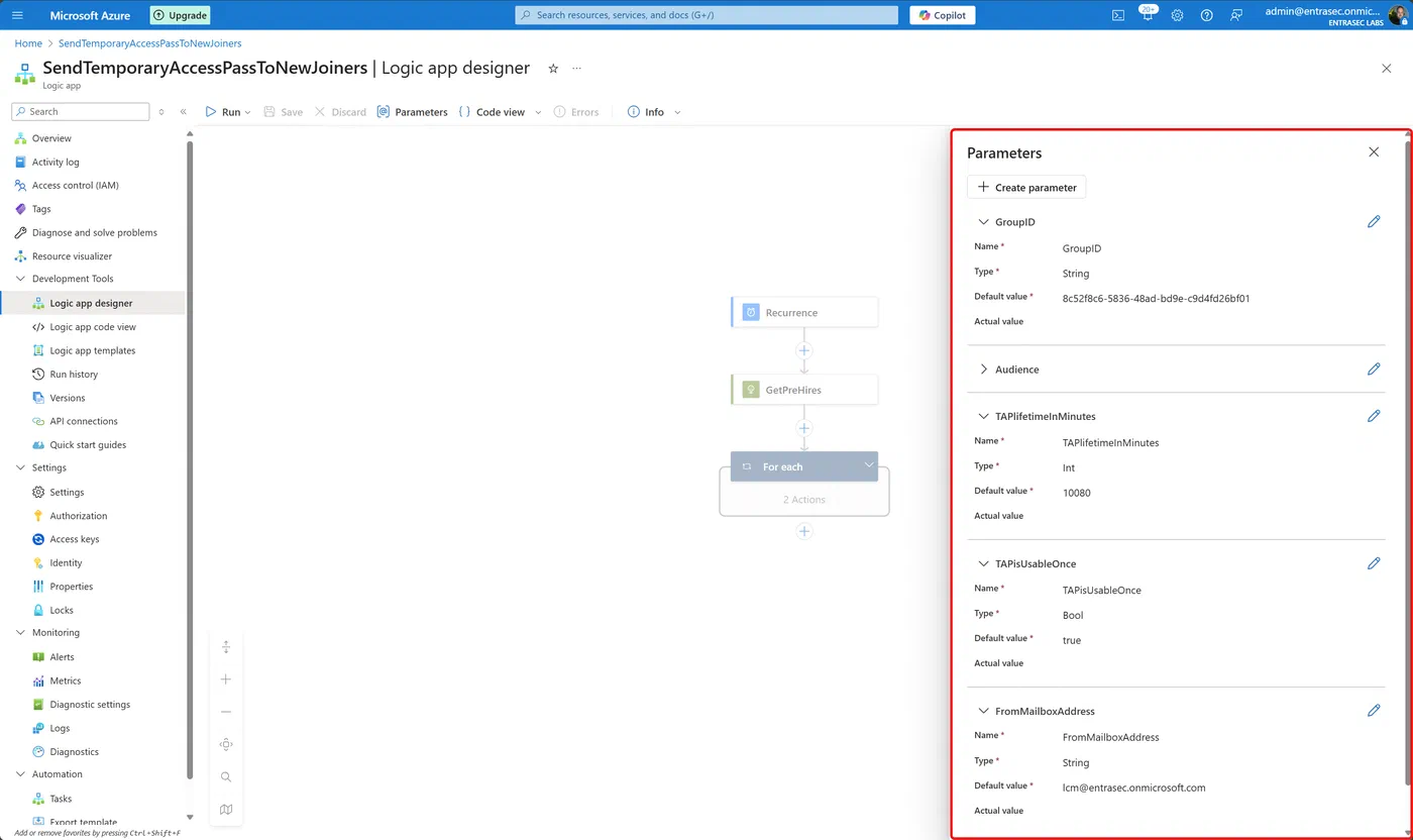 Screenshot 6 from Poor man’s IGA: Generate Temporary Access Pass for joiners
