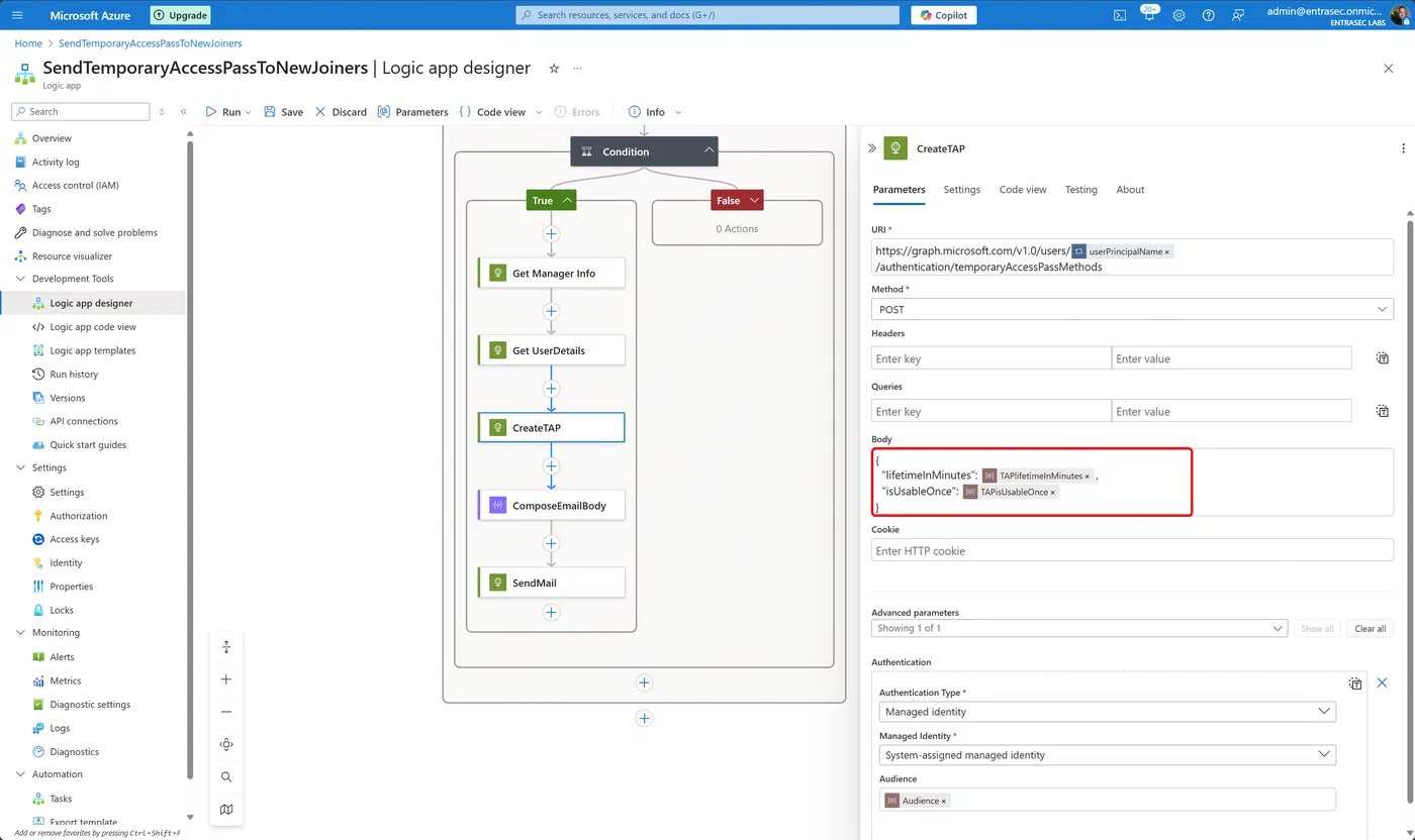 Screenshot 11 from Poor man’s IGA: Generate Temporary Access Pass for joiners