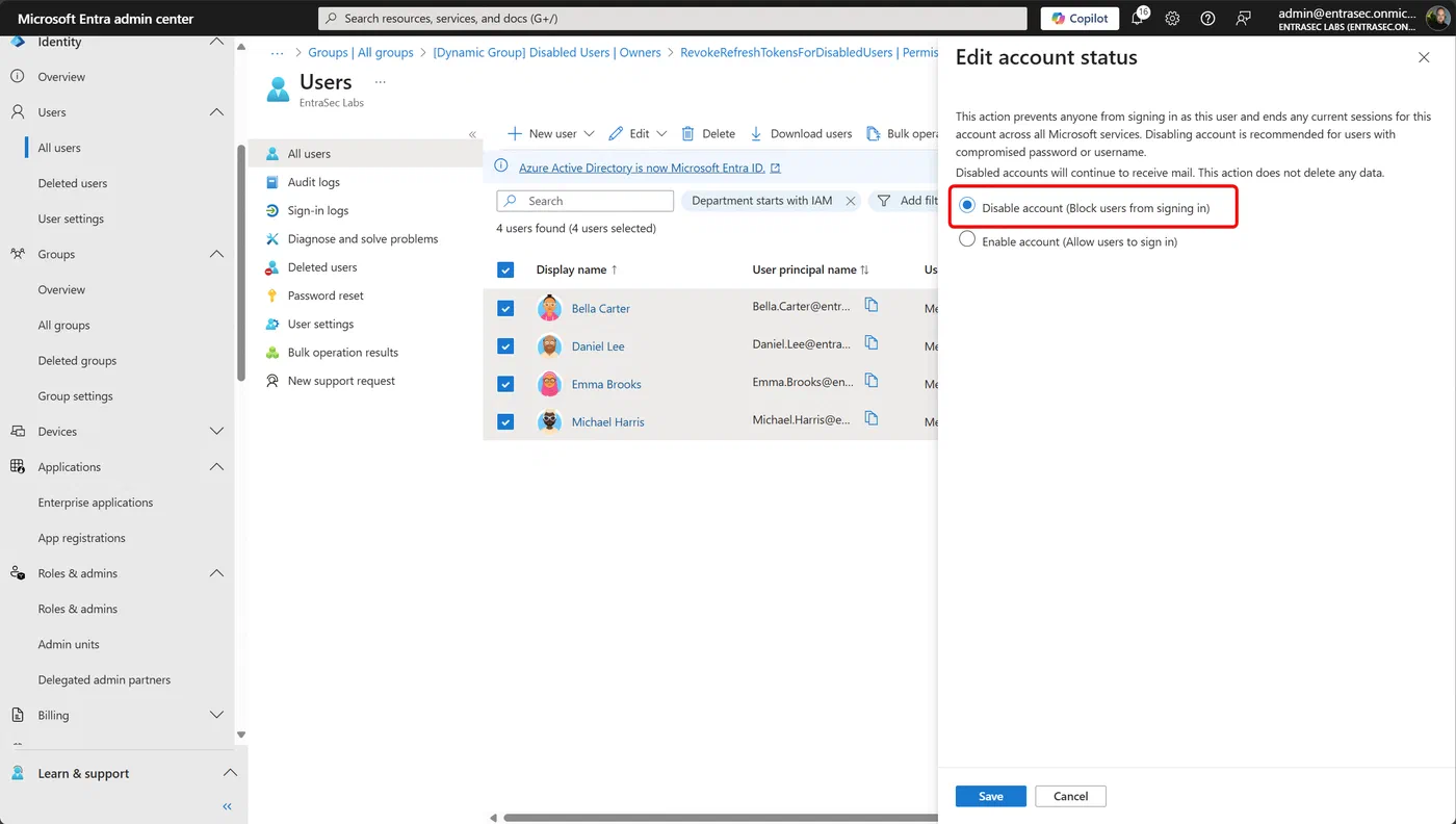 Screenshot 13 from Poor man’s IGA: Revoke all refresh tokens for user