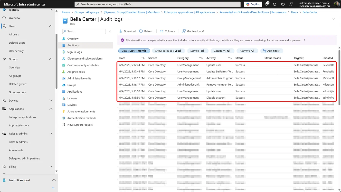 Screenshot 16 from Poor man’s IGA: Revoke all refresh tokens for user