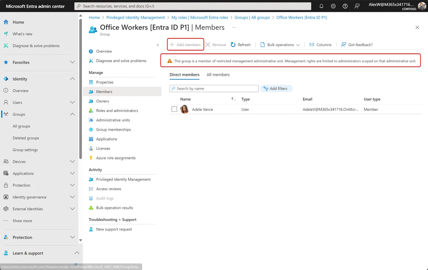 Group membership controls before role activation