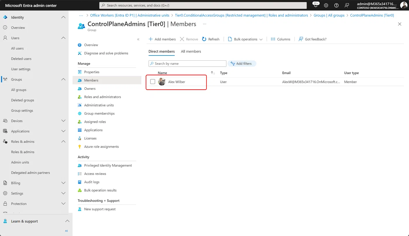 Add an administrator to the role-assignable group