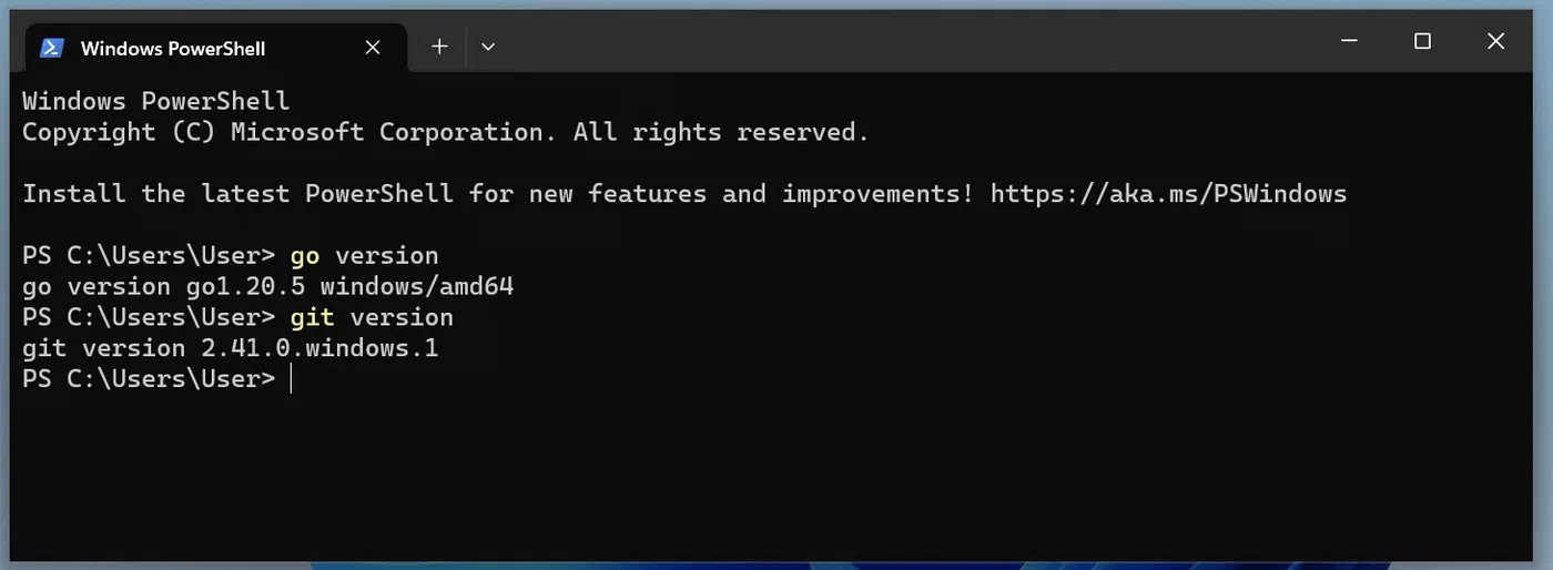 Command Prompt displaying the installed Git version