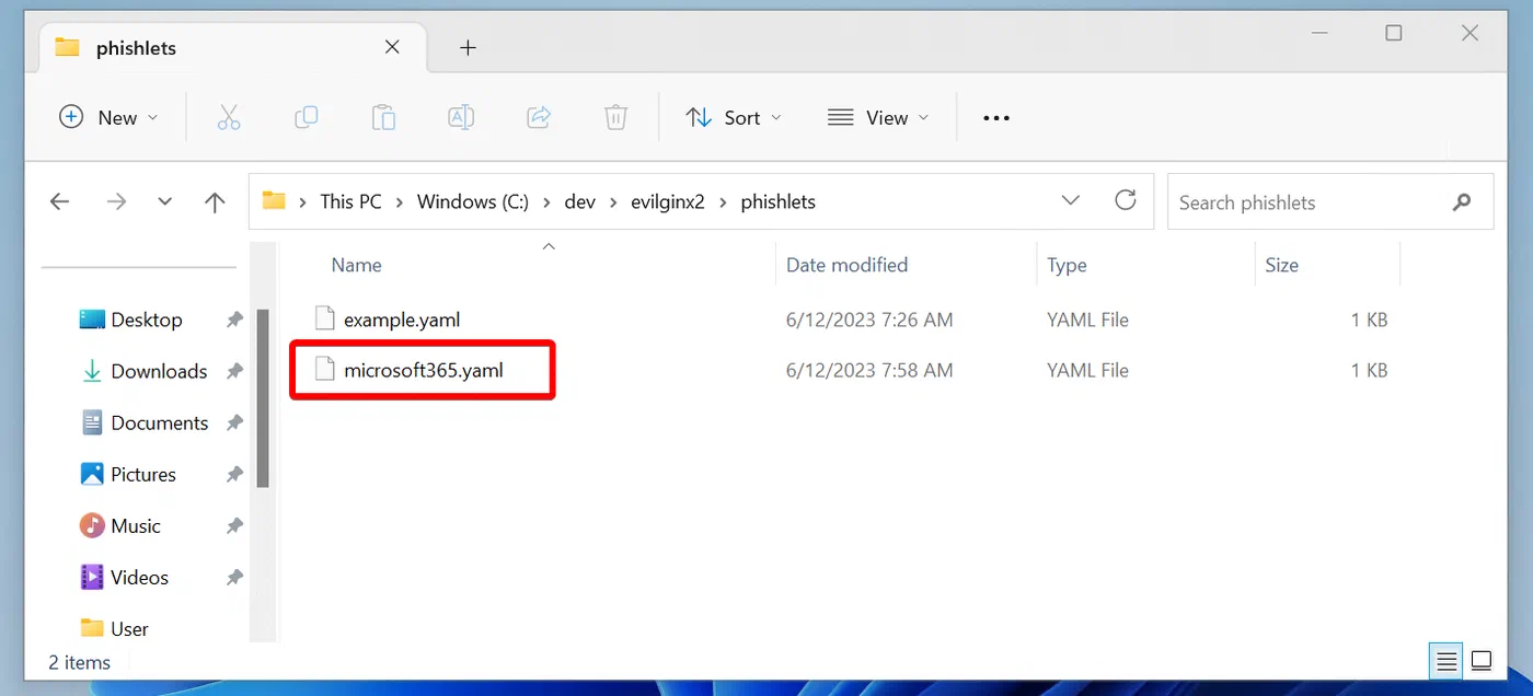 Evilginx Microsoft 365 phishlet configuration with session cookie settings