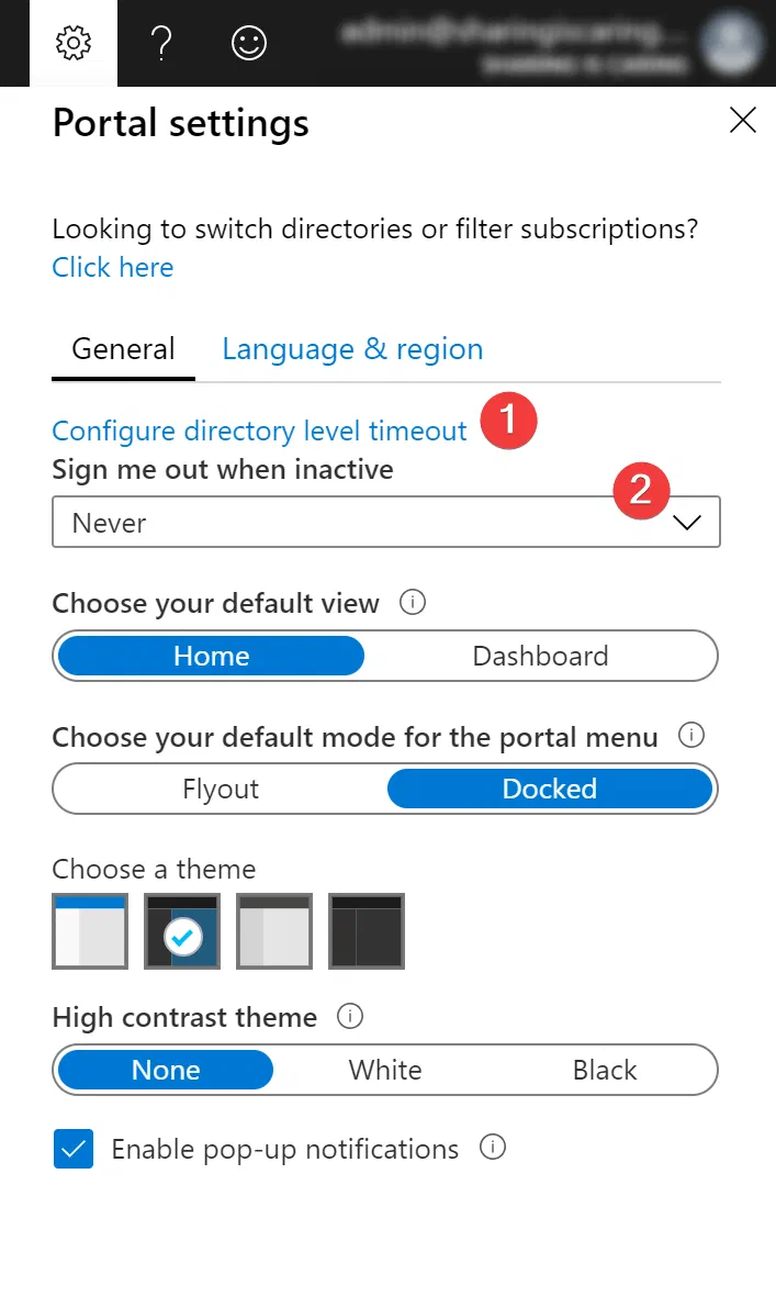 An overview of the portal settings