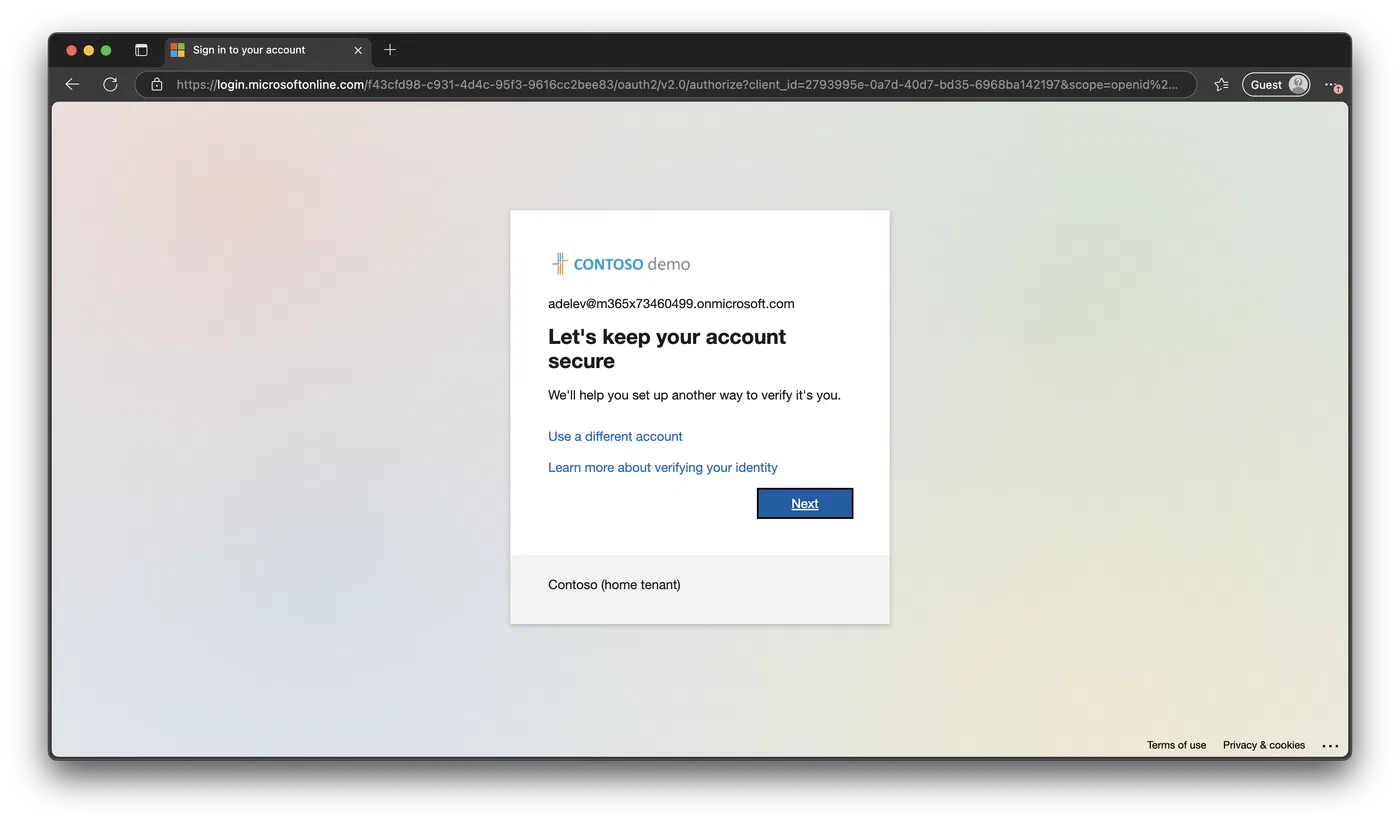 Screenshot 11 from Security Info Registration. Entra ID’s rabbit hole.
