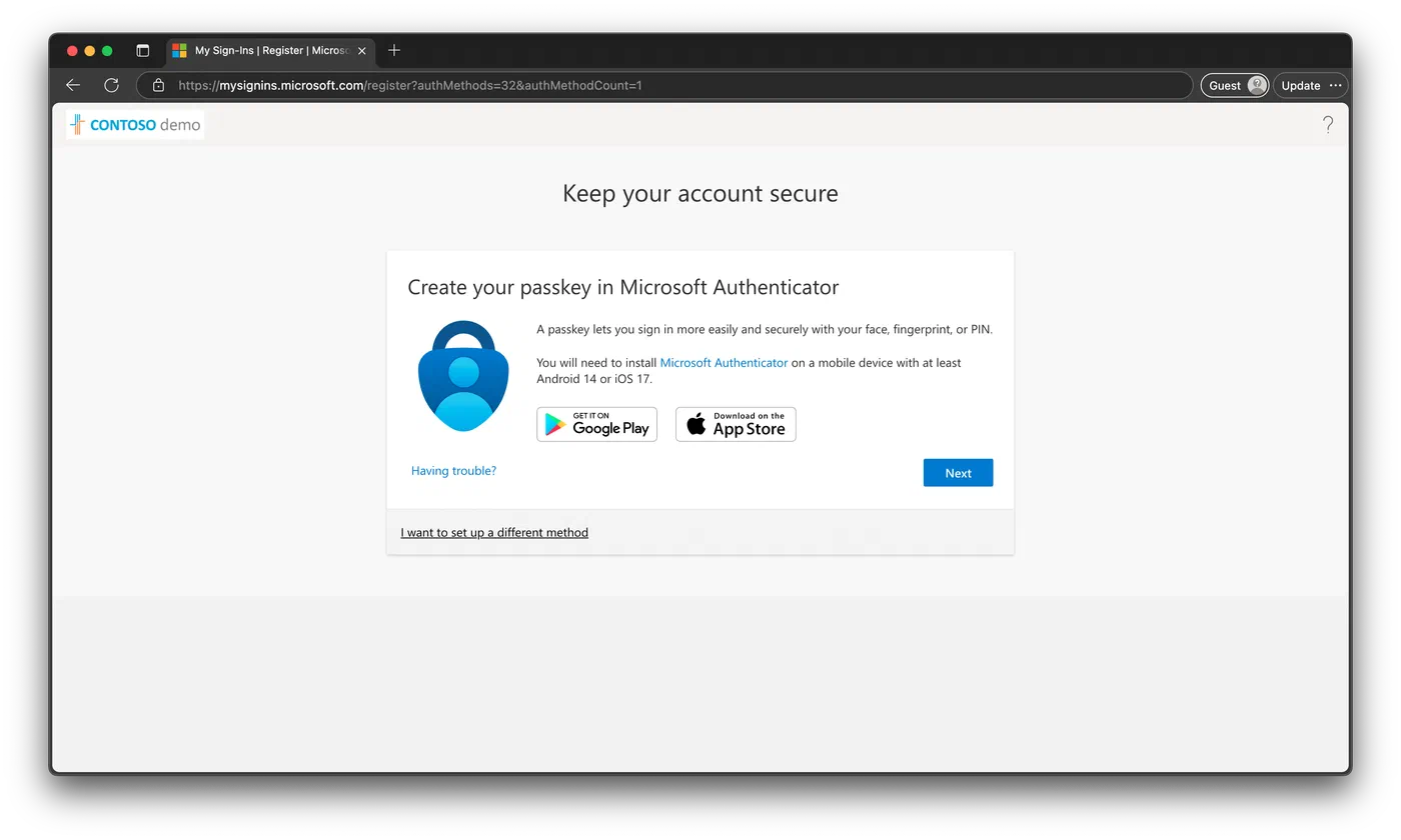 Screenshot 14 from Security Info Registration. Entra ID’s rabbit hole.
