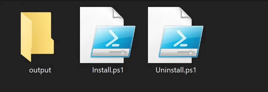 File Explorer folder containing clock installation scripts and output folder
