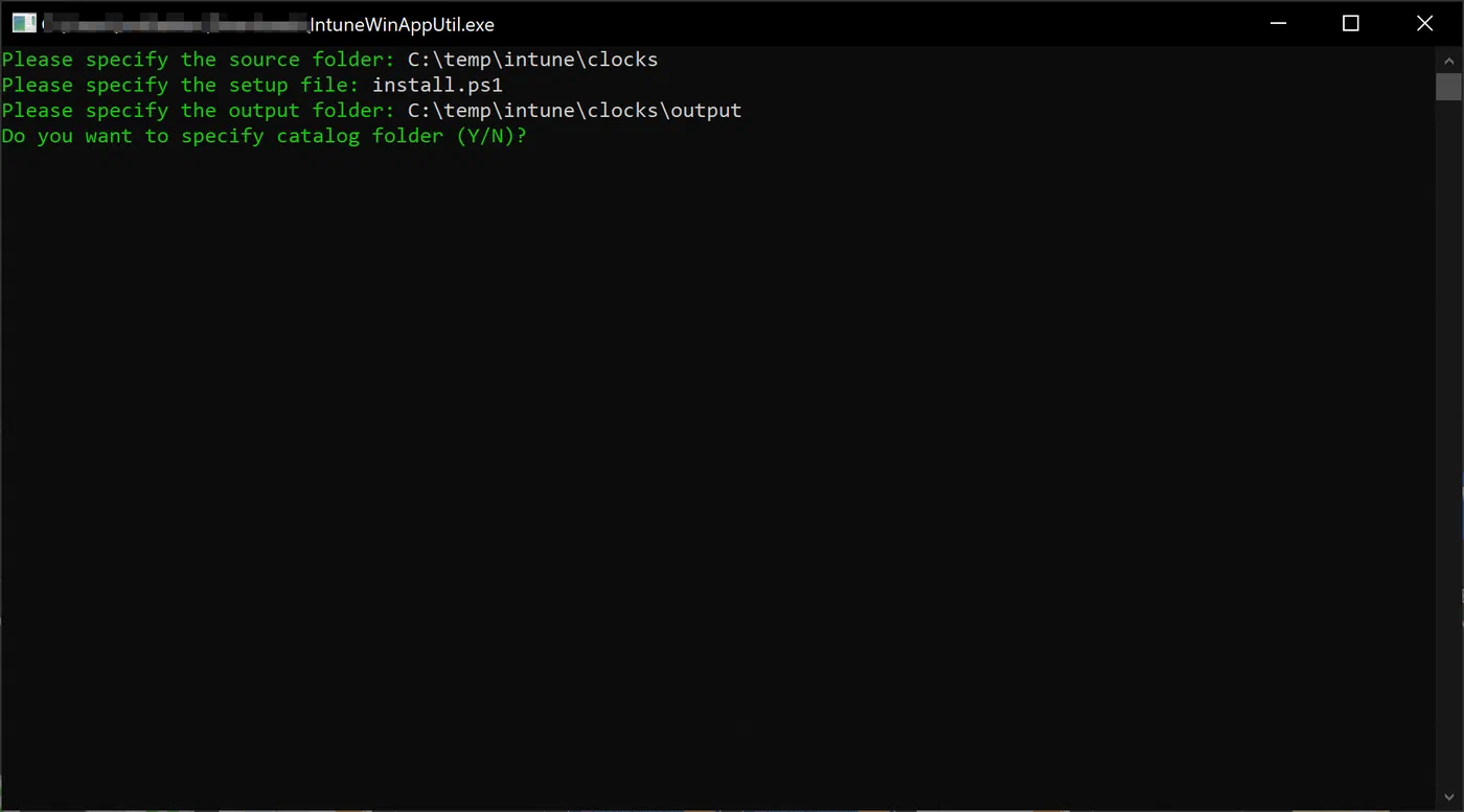 Win32 Content Prep Tool packaging the clock scripts for Intune