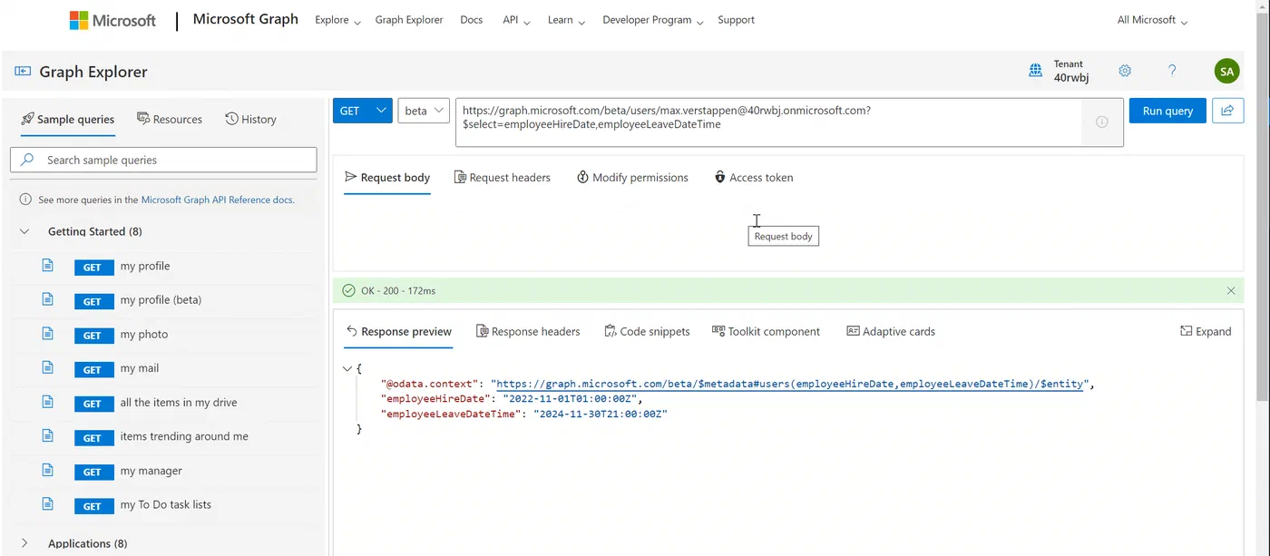 Screenshot related to Reading the attributes
