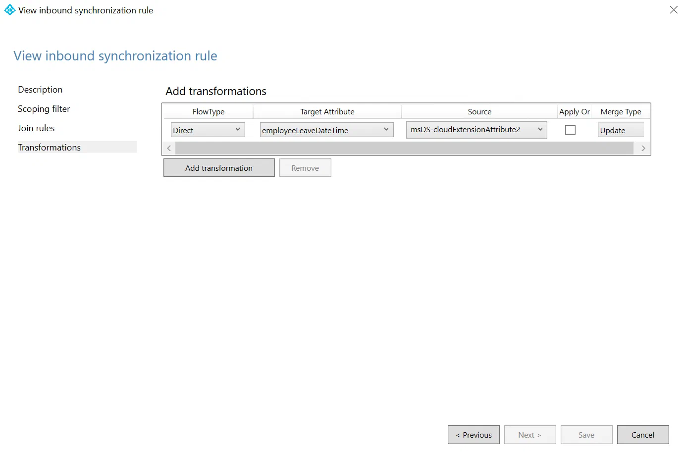 Screenshot related to Sync rules