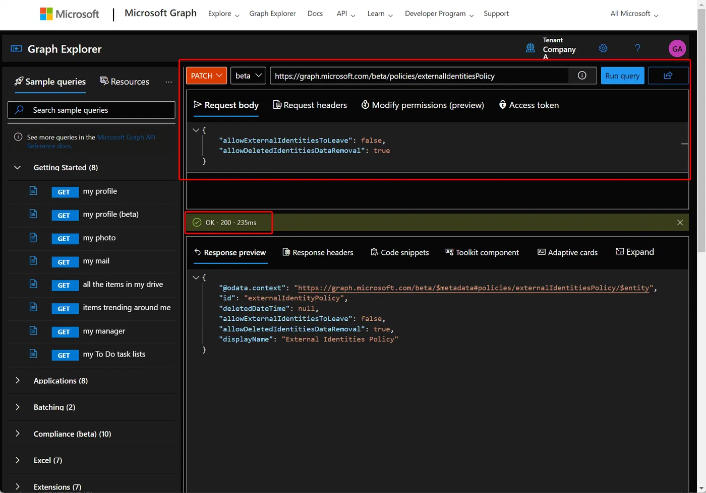 Screenshot related to Setting the policy