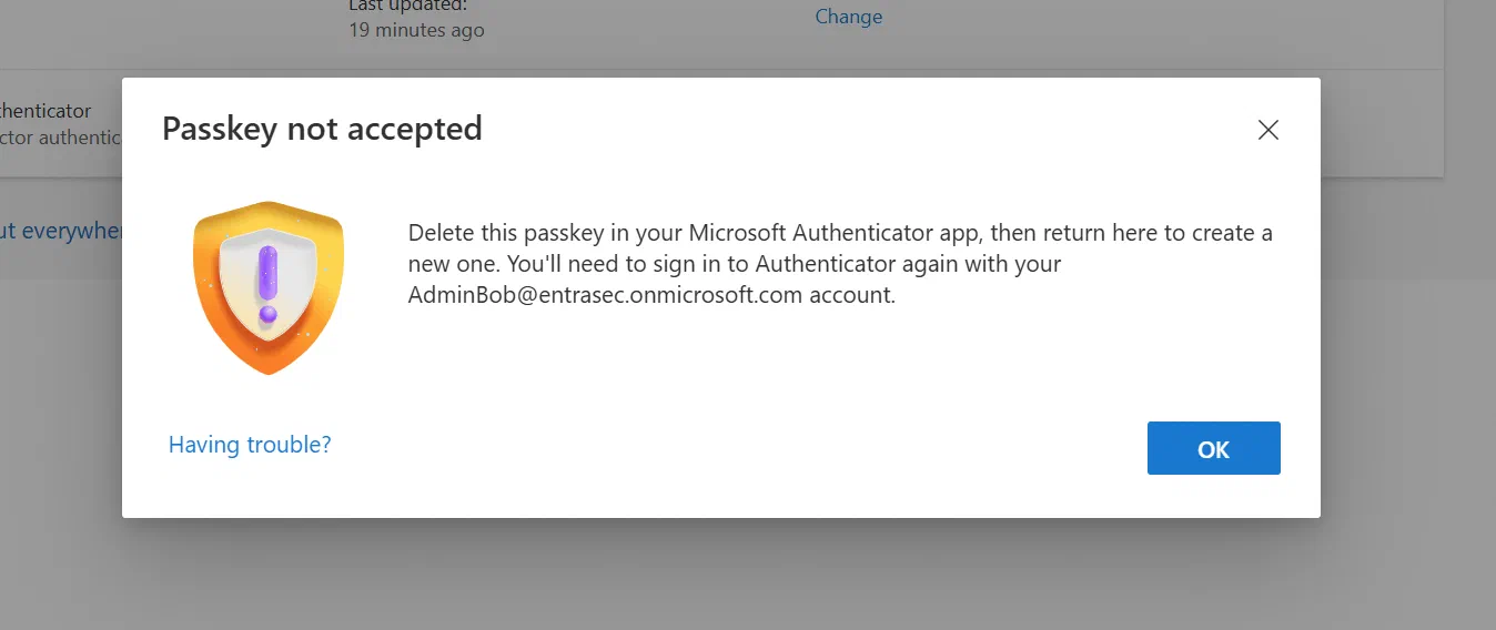 Screenshot 13 from Things you should know before rolling out device-bound passkeys in Microsoft Authenticator App