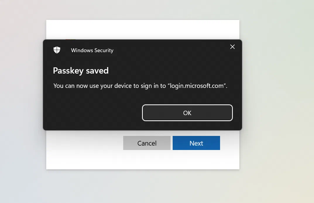 Screenshot 14 from Things you should know before rolling out device-bound passkeys in Microsoft Authenticator App
