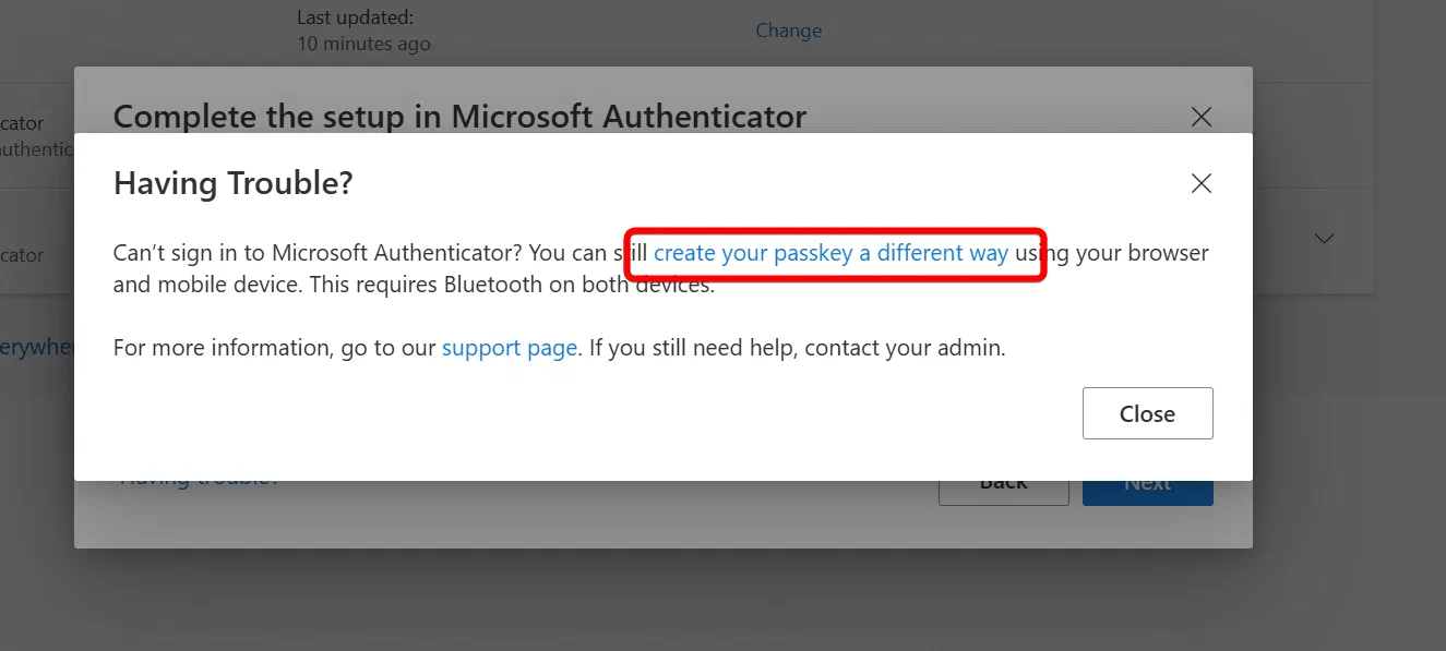 Screenshot 9 from Things you should know before rolling out device-bound passkeys in Microsoft Authenticator App