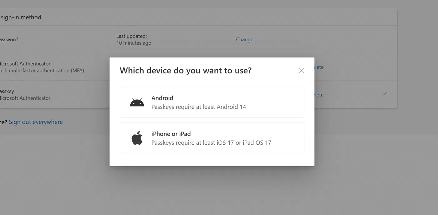 Screenshot 10 from Things you should know before rolling out device-bound passkeys in Microsoft Authenticator App