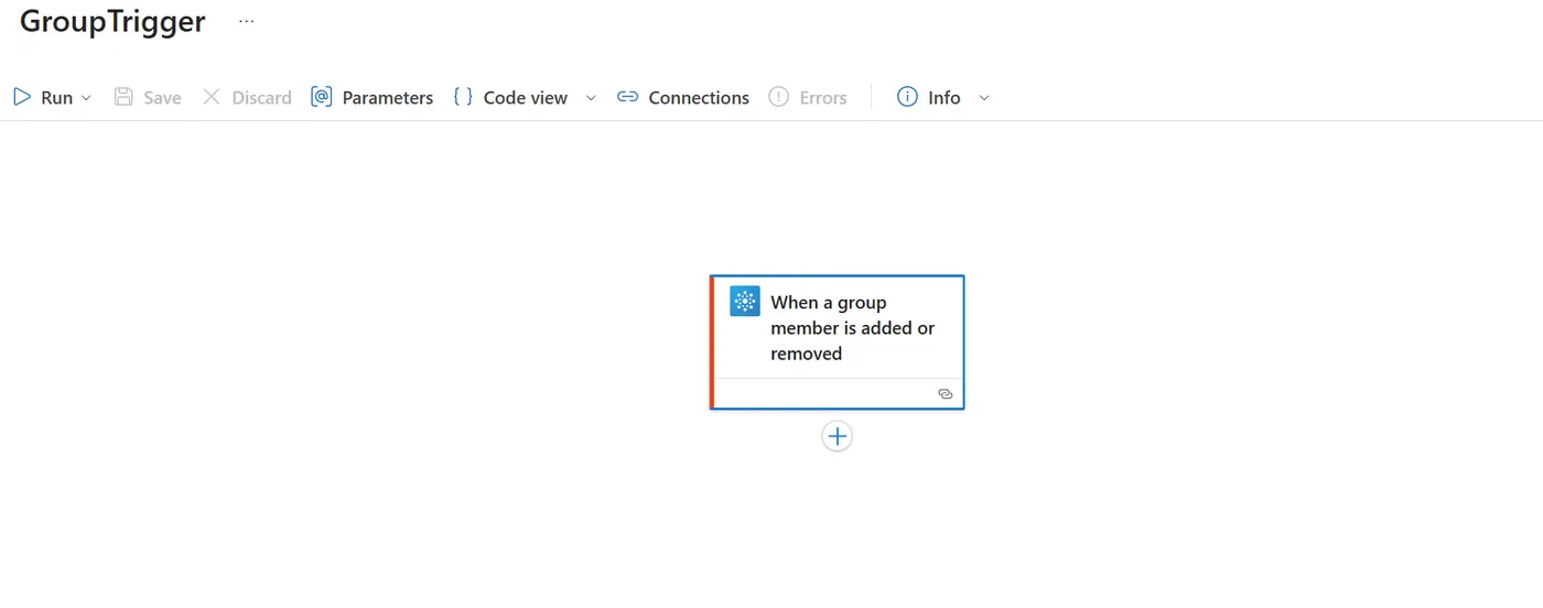 Screenshot showing Logic App group membership change automation (step 1)