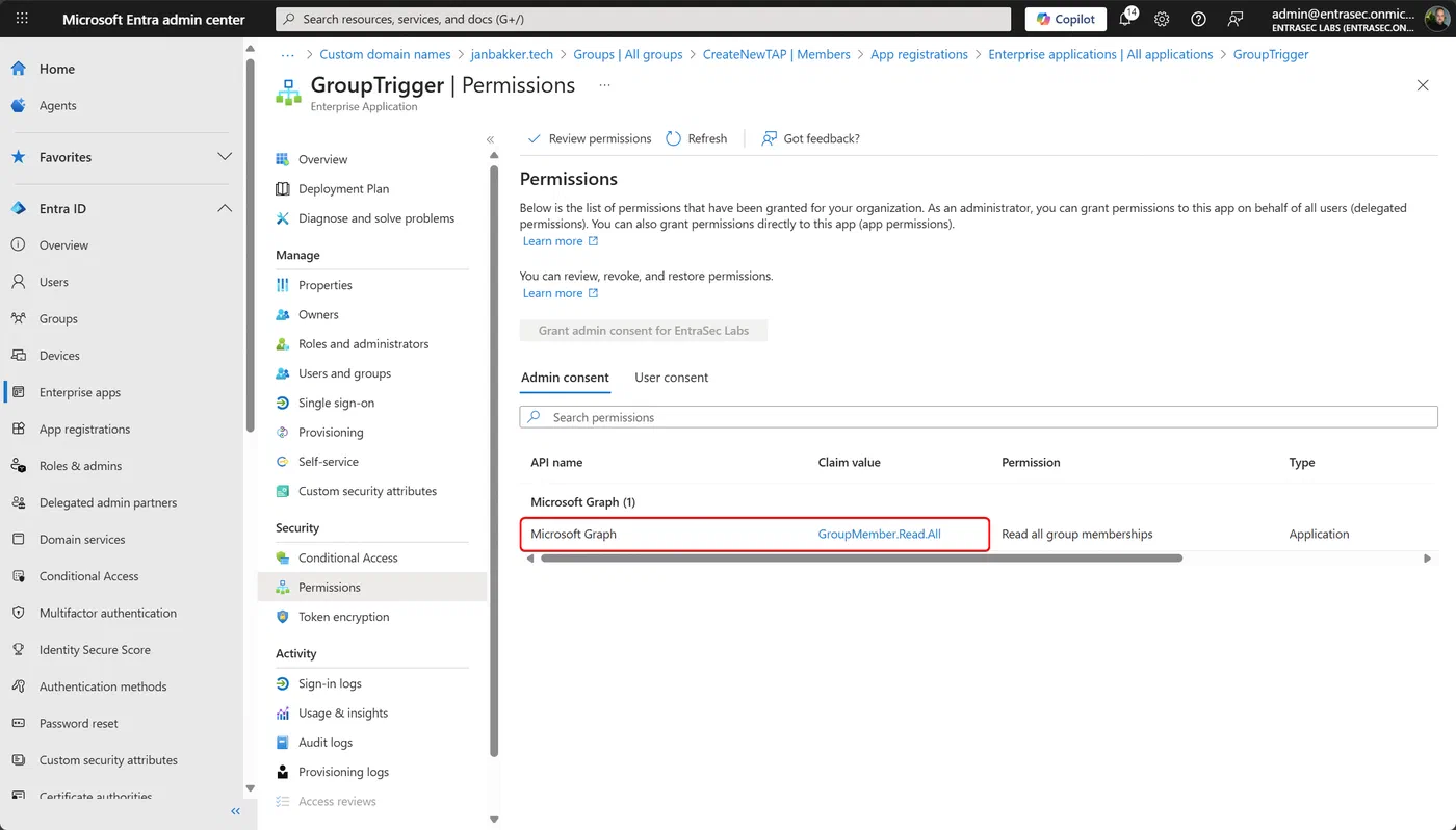 Screenshot showing Logic App group membership change automation (step 5)