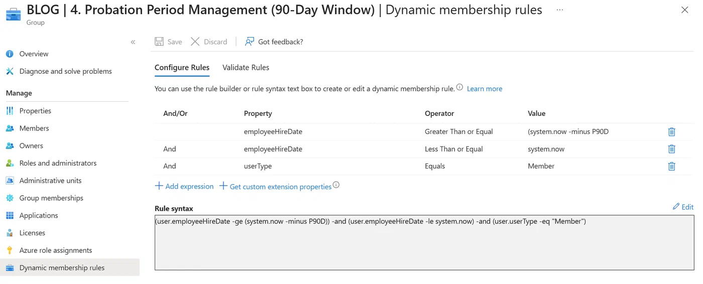 Screenshot 5 from Unlocking the Power of employeeHireDate in Entra ID Dynamic Groups