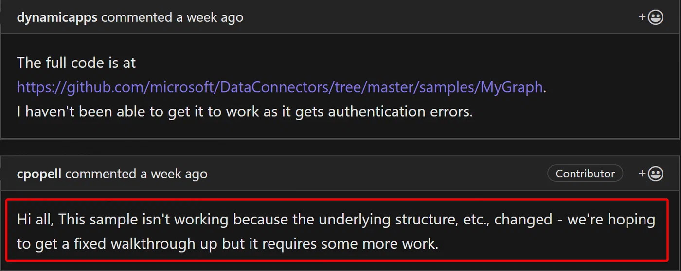 Power Query custom connector issue discussion about Microsoft Graph authentication