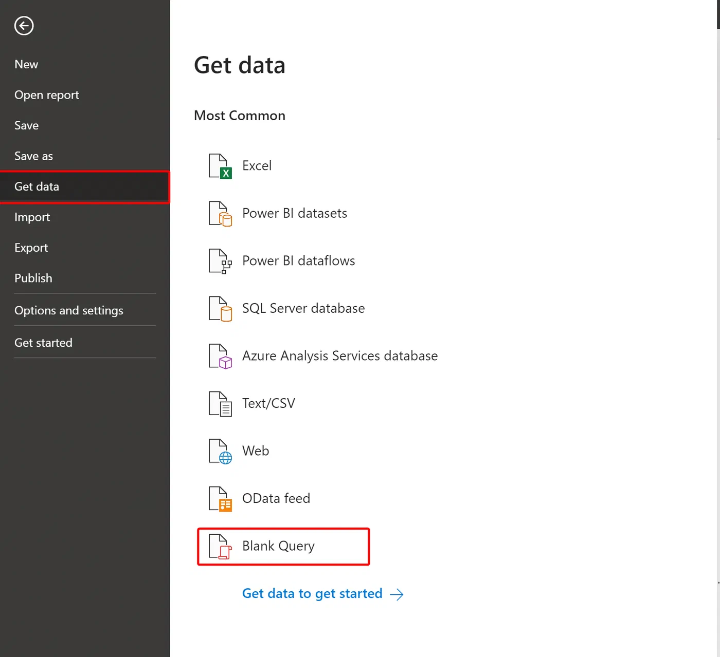 Power BI Desktop opening the Power Query editor