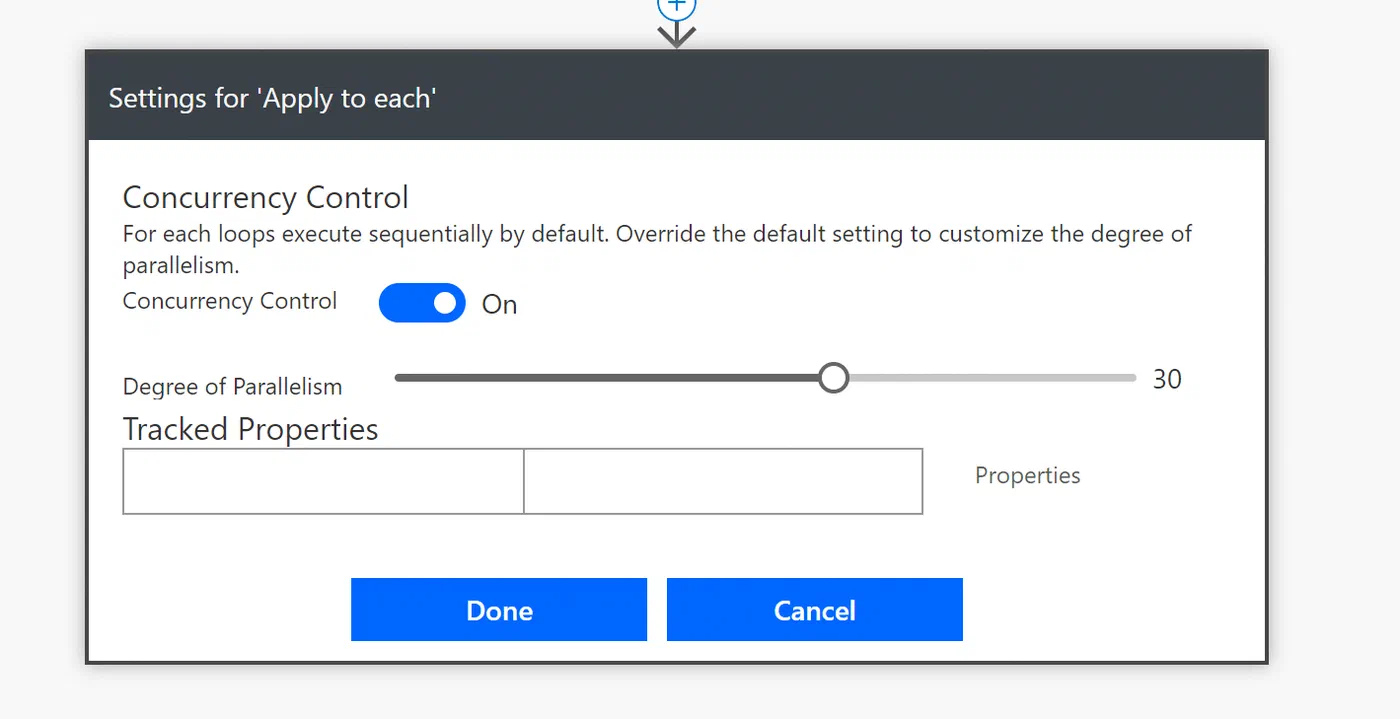 Power Automate concurrency control settings for processing group members