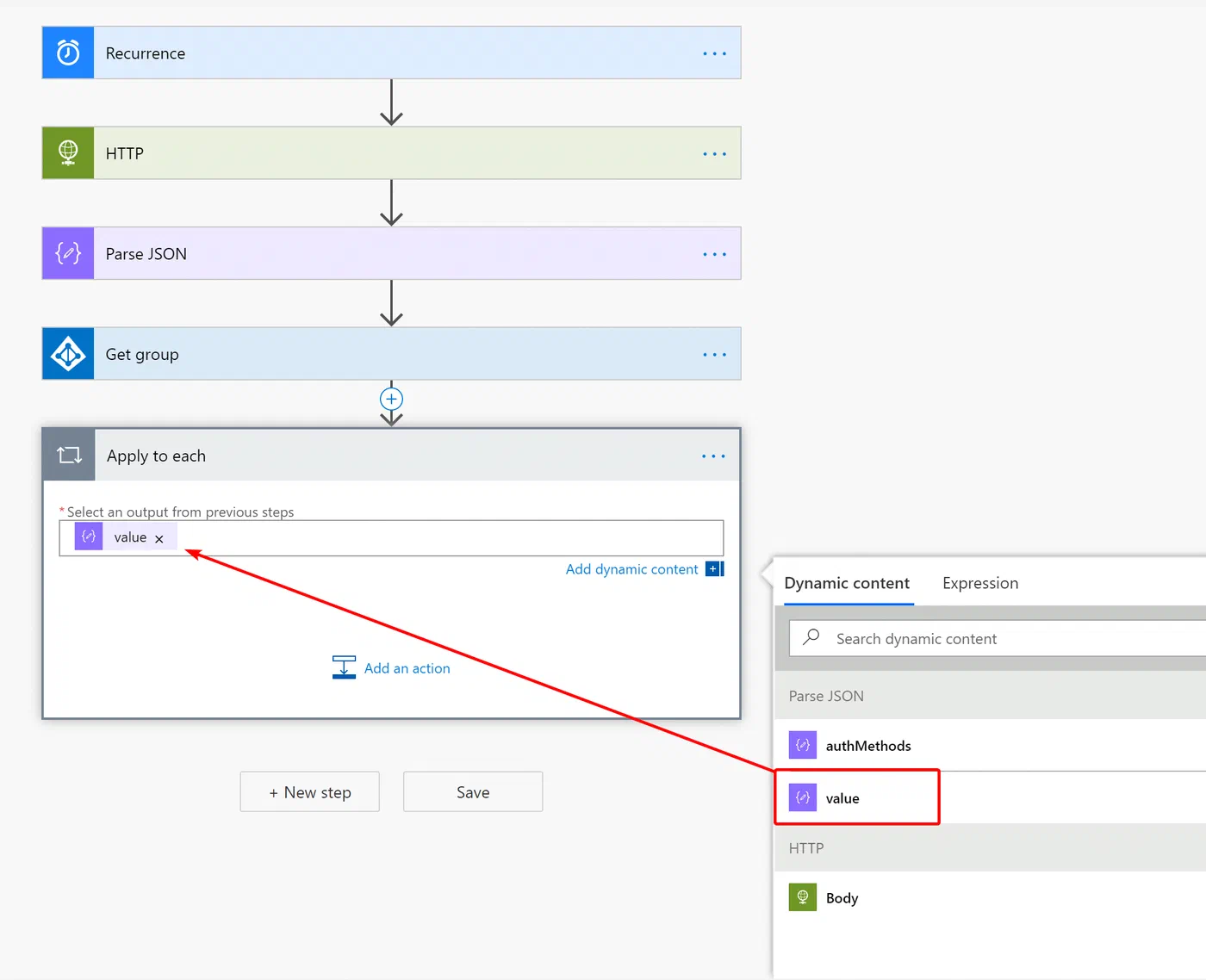 Power Automate Apply to each action iterating through registered users