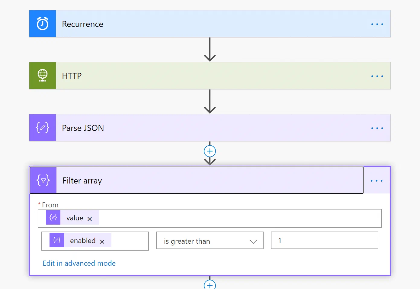 Power Automate filter array action excluding licenses with no enabled seats