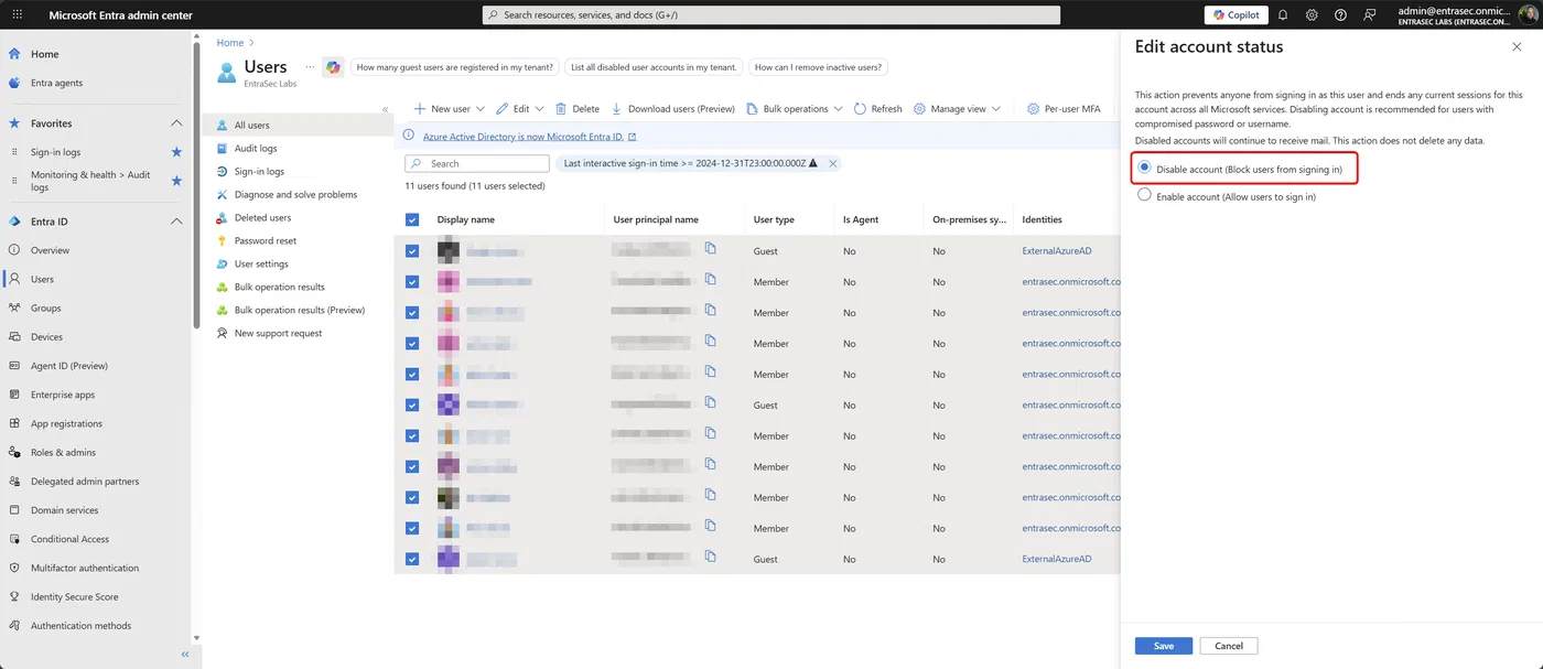 Screenshot showing Entra ID user search filters (step 6)