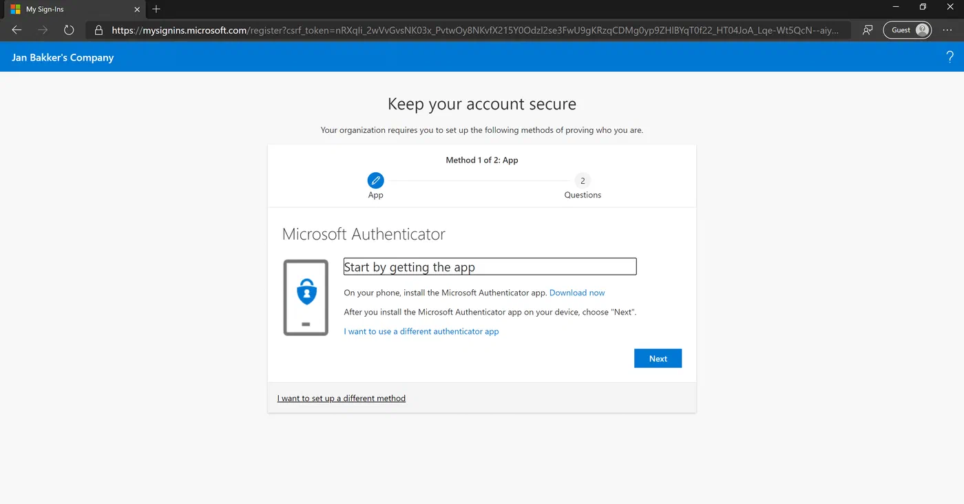 Combined security information registration portal