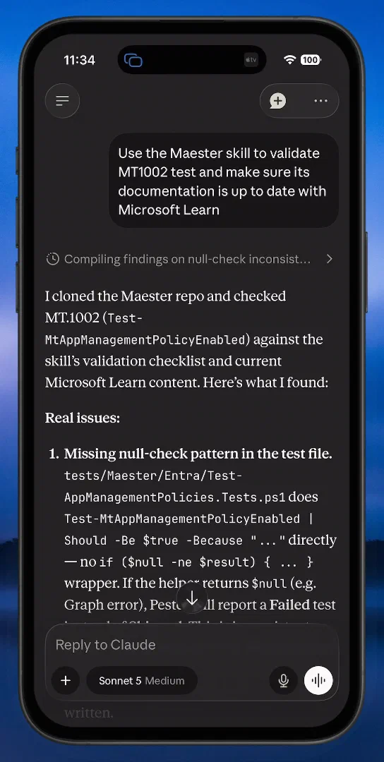 Using the Maester workflow from a mobile device